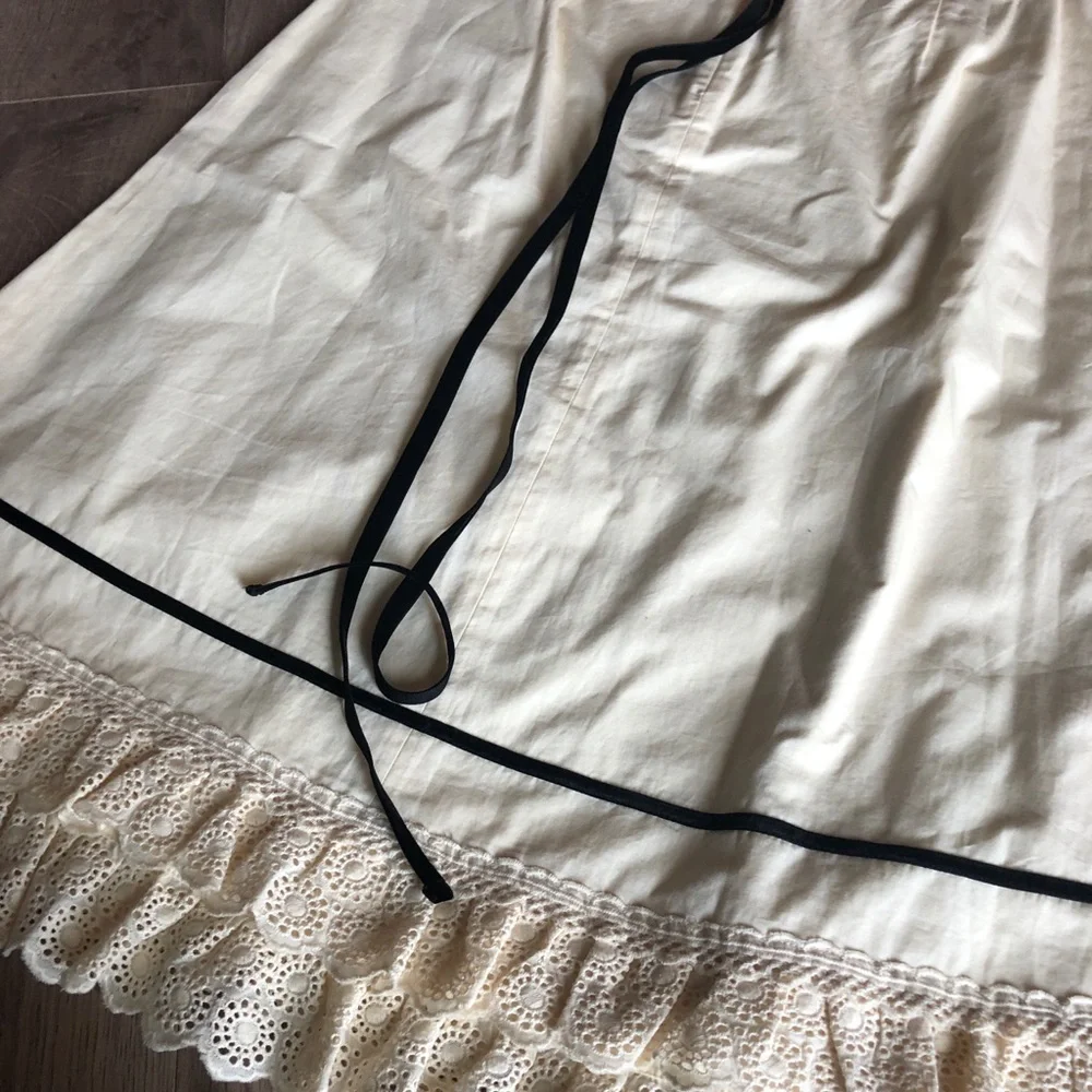 J. Crew Cream Midi Cotton Skirt Lace Ruffle and Velvet Trim Details 2006 - Picture 5 of 8